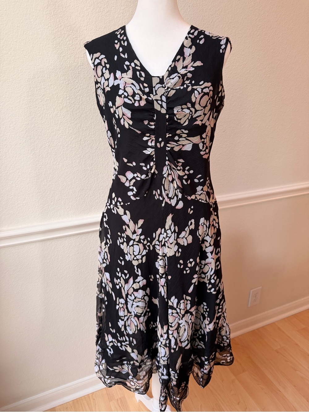 Jones New York Silk Petite Luxury Brunch Floral Midi Dress Fairy Cottagecore 10P